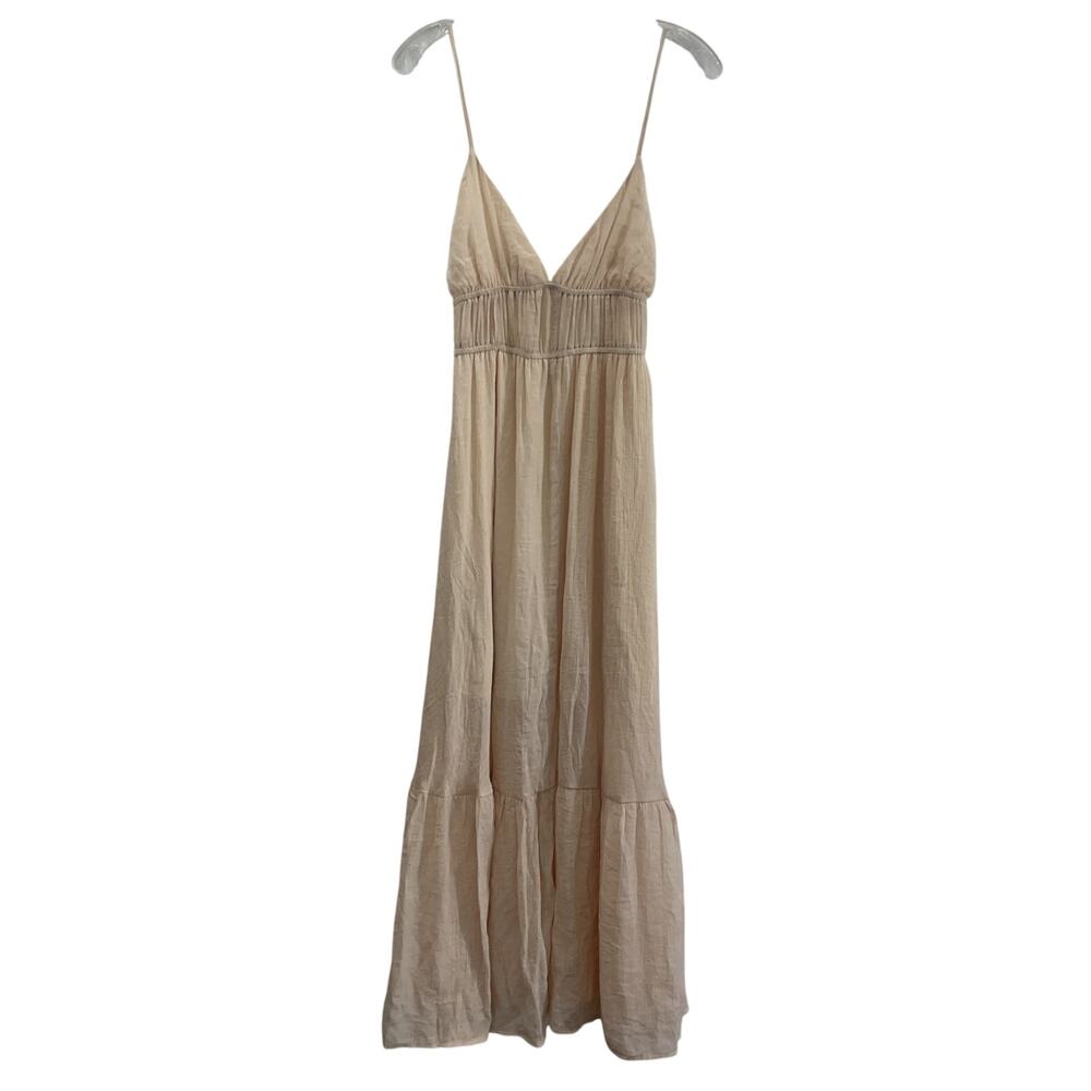 Beige Spaghetti-Strap Maxi Dress